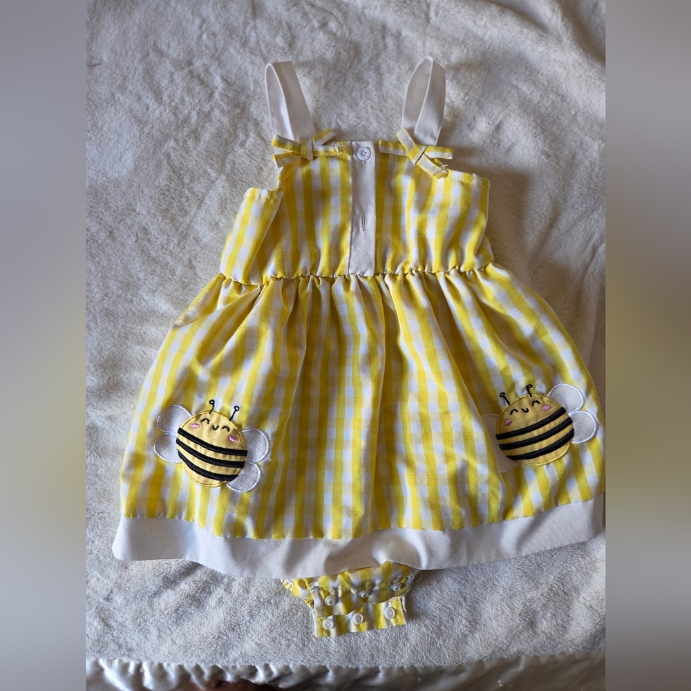 Yellow Gingham Bee Dress for Kids